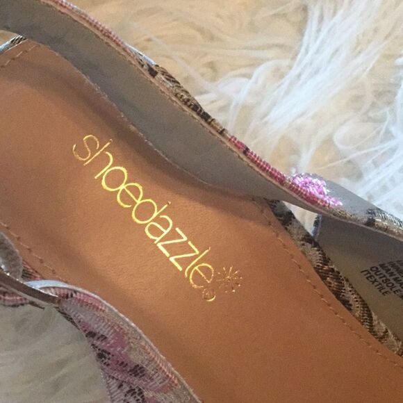 SHOEDAZZLE tapestry sling back heels - Picture 9 of 14